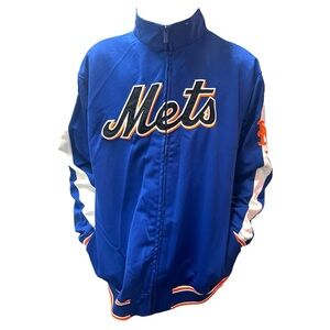 Vintage New York Mets Warm Up Track Jacket Blue Stitches Full Zip MLB Size Large